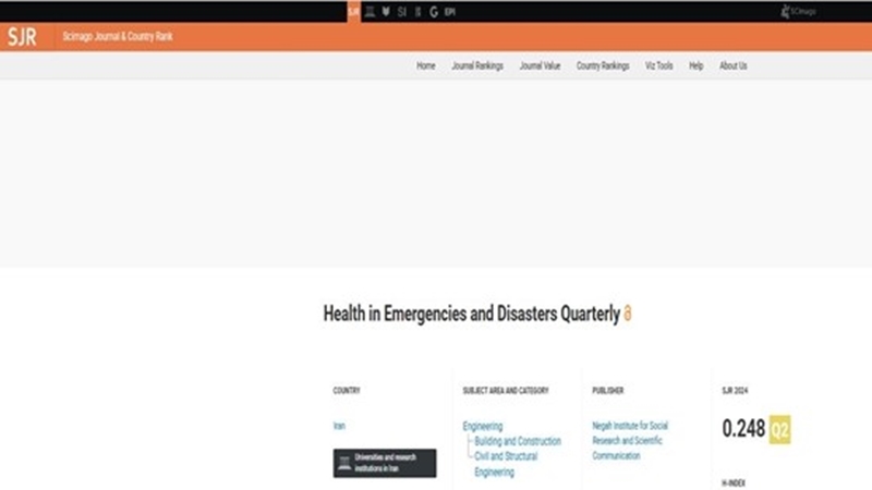 (The English-language journal Health in Emergencies & Disasters Quarterly (HDQ) has been upgraded from Q4 to Q2 in the SCImago Journal Ranking (SJR